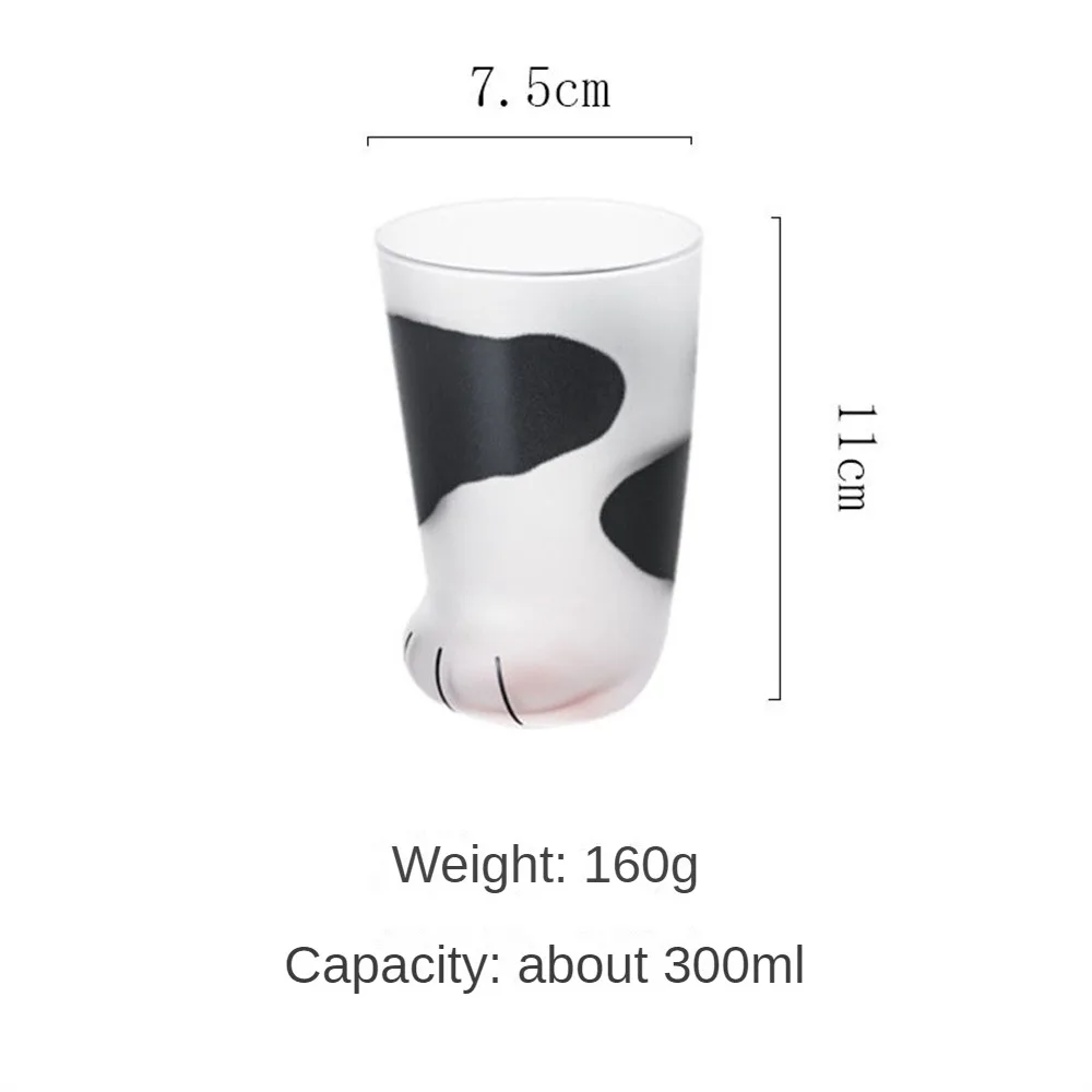 1~4PCS Cat Paw Cup Milk Glass Frosted Glass Cup Cute Cat Foot Claw Print Mug for Coffee Kids Milk Cups Personality