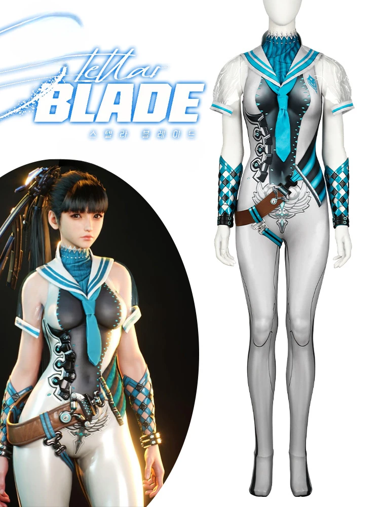 Eve Cosplay Tuta Costume Gioco Stellare Blade Roleplay Abiti Protezione Da Polso Scialle Donna Halloween Battle Body Cape Outfit