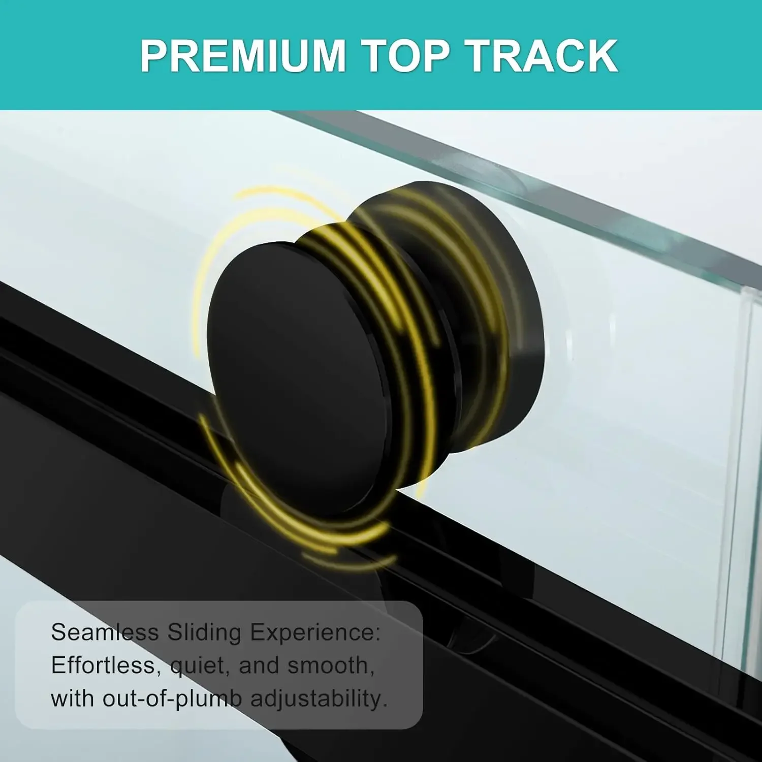 Double Sliding Shower Door, Clear Tempered Glass, 18 inch Pull Handle, Stainless Steel Hardware, Matte Black Finished 4