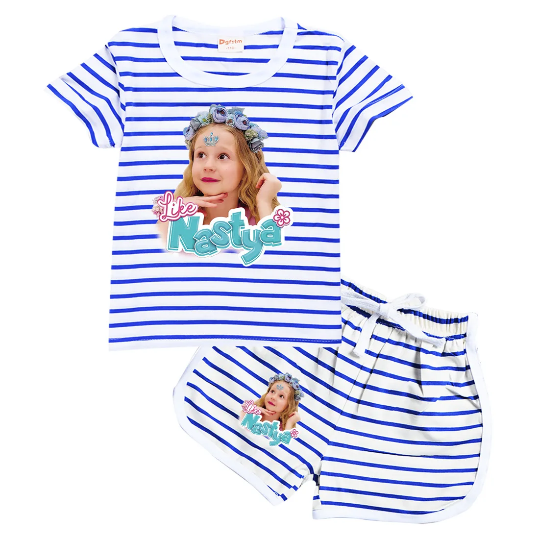 Like Nastya Toddler Girls Clothes Summer Pajamas Beautiful Short Sleeve T Shirt + Shorts Costume Girls Casual Sportswear Set