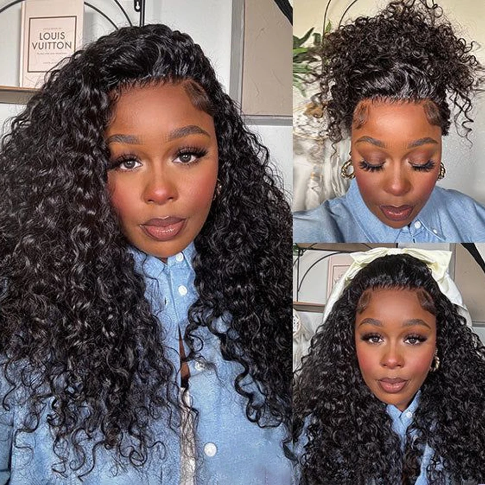 Lace Front Wig Hidden Strap 360 Full Lace Front Wig Human Hair 250 Density Water Wave Glueless Wigs Upgrade Invisible Drawstring Cap For Woman
