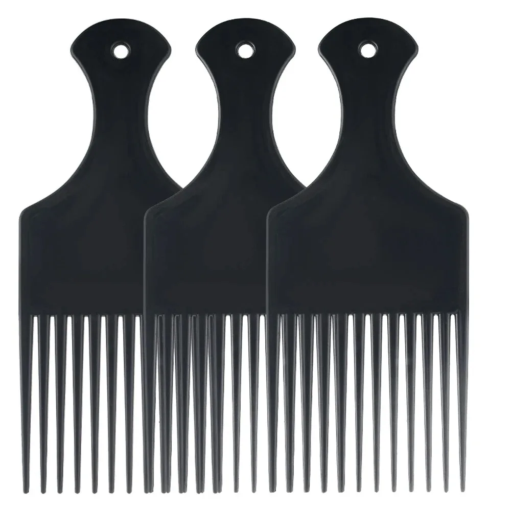 Wide Teeth Brush Pick Comb Fork Hairbrush Insert Hair Pick Comb Plastic Gear Comb For Curly Afro Hair Styling Tools