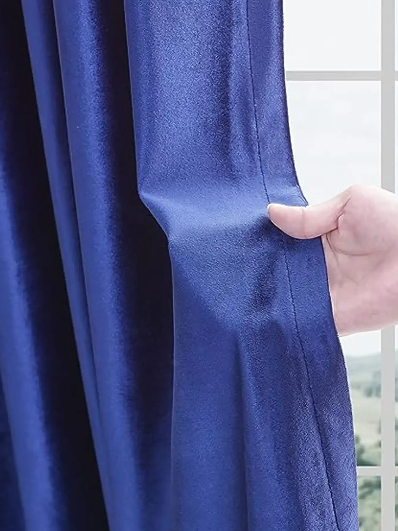 American Style, European Style Blue Curtains Living Room Velvet Blackout Curtains Room Darkening Decorative Curtains 1PC 4