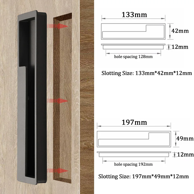 Black Gold Hidden Recessed Cabinet Long Handle 1pc Interior Sliding Door Bedroom Furniture Handle Hardware door handles cabinet handles