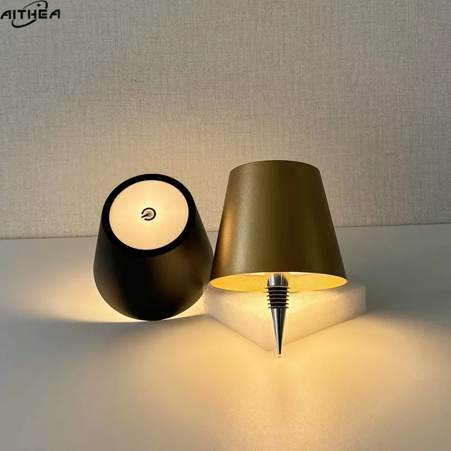 AITHEA Wireless LED Wine Bottle Light Rechargeable Vases Table Lamp Touch Switch Night Light for Cafe Bar Club Restaurant Decor 2