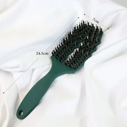 Boar Bristle Detangling Hairbrush for Smooth, Knot - Free Hair (Green)
