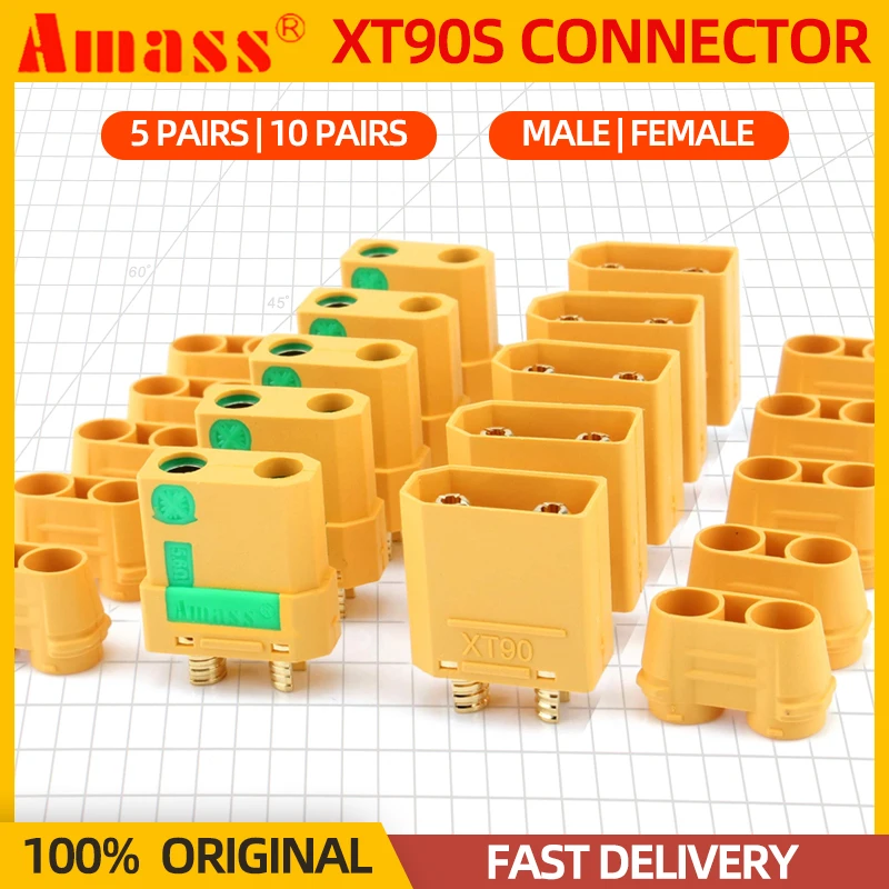 Amass 4 Pares XT90S Pigtails Anti-Spark 5.906in 10AWG Cable De Silicona Xt90 Cable Xt 90s Xt 90 Conector Macho Hembra Para Rc Lipo Bateraa Fpv
