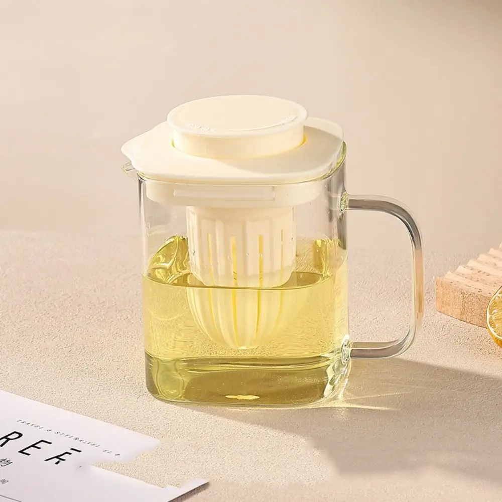 Separation Glass Teacup with Lid Detachable Anti-scald Handle Transparent Drinking Glasses Large Capacity Heat-resistant
