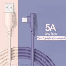 

5A USB Type C Cable USB C 90 Degree Elbow Fast Charge Data Cable for Huawei Xiaomi Android OPPO Phone Charger USB Cable