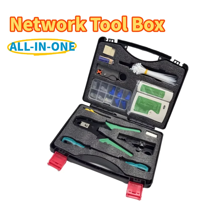 Network Tool Box Crimping Suit Ethernet Kit All-in-One Cable Tester ...