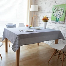 

Cotton Linen Tablecloths, Waterproof Table Covers Thin Stripes Navy Blue Dining Table Coffee Table Deco