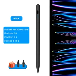 Universal Stylus with Palm Rejection and Interchangeable Nibs (Black)