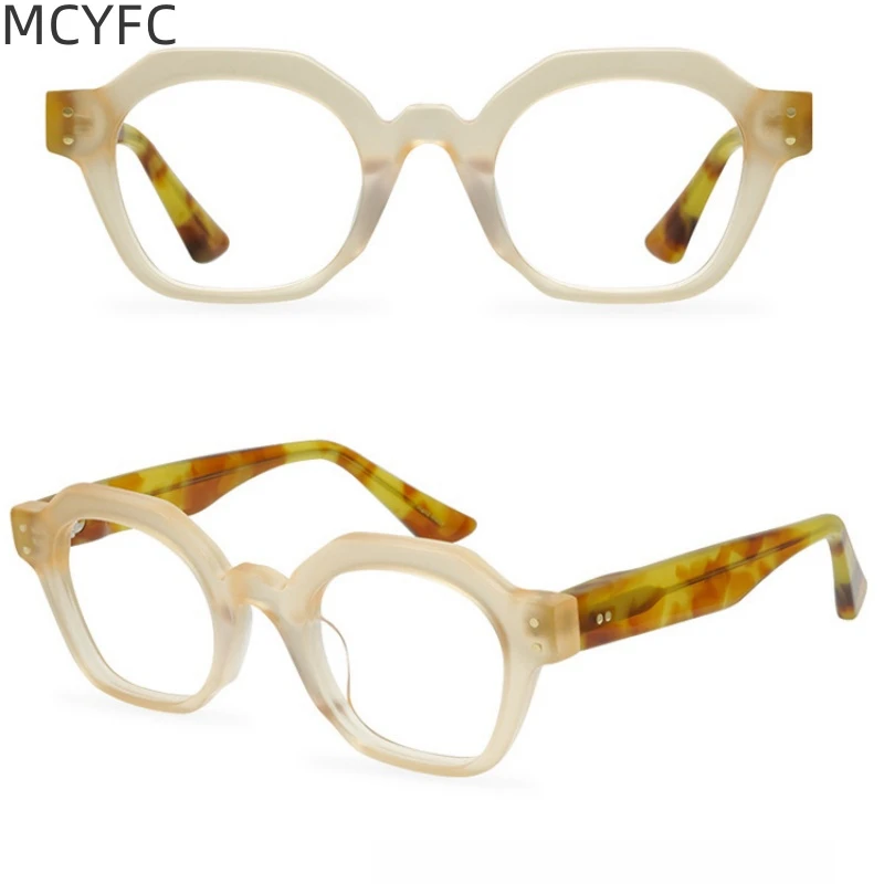 

MCYFC Vintage Eye Glasses Frame for Men and Women Oval Full Rime Acetate Material Japan Style Glasses Frames Hand Made Eyewear