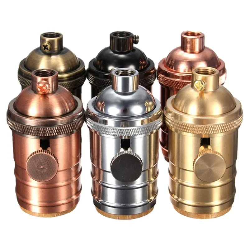 

Copper Aluminum Pendant Light E27 Decorative hanging Light Lamp holder 110 220V led bulb home room light sockets and switches