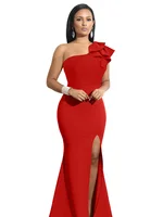 New Summer One Shoulder Split Sexy Dress sleeveless Sloping Shoulders Dresses - Image 4
