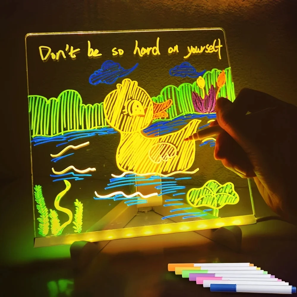 Tableau d'affichage en acrylique lumineux LED, tableau à dessin effaçable USB pour enfants, CIY pour cadeaux d'anniversaire, planches publicitaires de Bar
