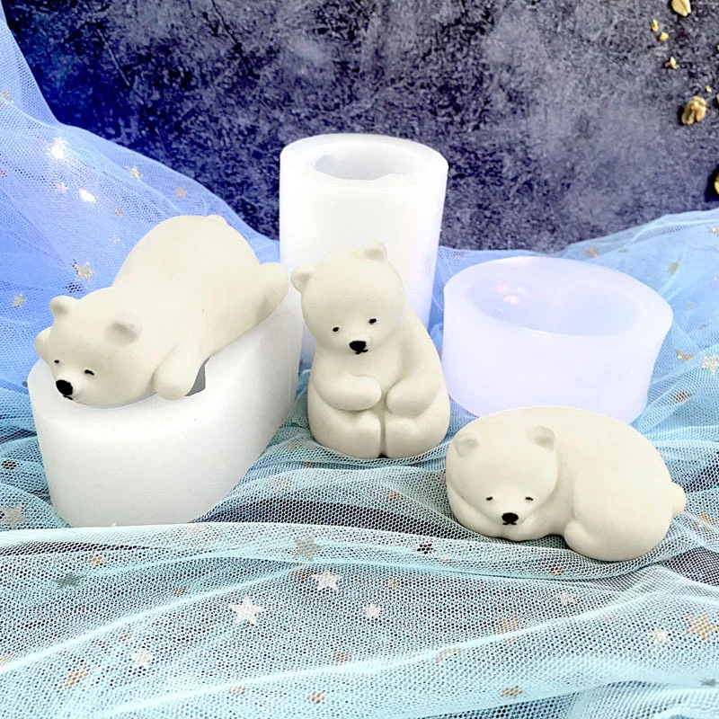 Silicone mold Polar Bear Silicone Mold Kitchen DIY Cake Baking Tool Chocolate Mold Soft Pottery Clay Decorative Gypsum Candle Mould