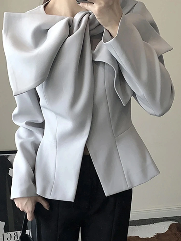 

HIGH STREET Newest 2023 Fall Winter Designer Fashion Women Butterfly Collar Long Sleeve Tunic Spliced Folds Jacket