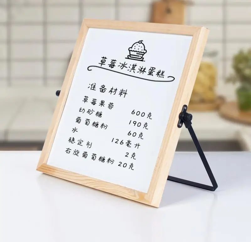 1Pc 30X30Cm 양면 나무 프레임 작은 칠판 화이트 보드 어린이 지울 수있는 자기 드로잉 보드 사무실 쓰기 보드