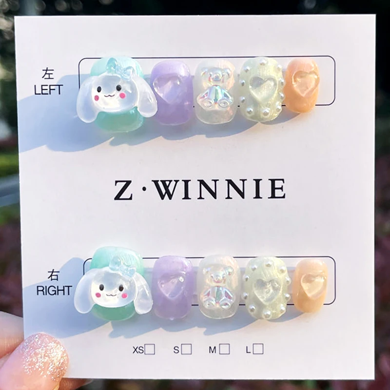 

Sanrio Nail Hellokitty Mymelody Kuromi Cinnamoroll New Cartoon Doll Handmade 3D Nail Stickers Girl Heart Wearable Nail Stickers
