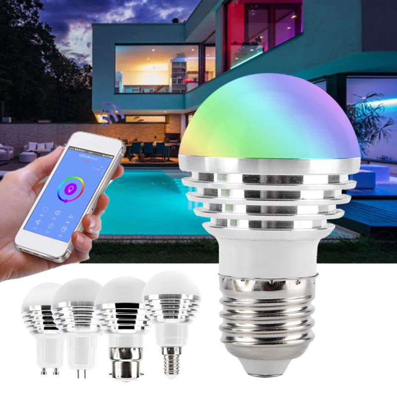 

Светодиодная RGB-лампа, светодиодная умная лампа, 5 Вт, светодиодная лампа E14, лампочка с регулируемой яркостью, цветные лампочки для прожектора, освещение для декора