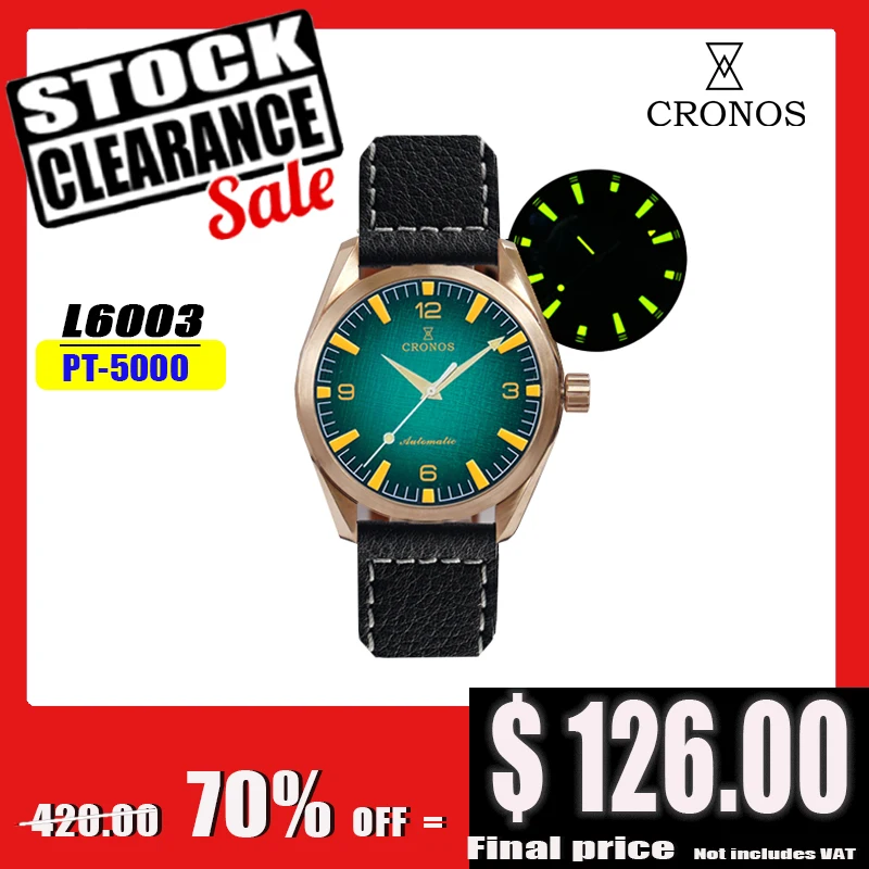 Cronos Diver Men Mechanical Bronze CuSn8 Watches PT5000 SW200