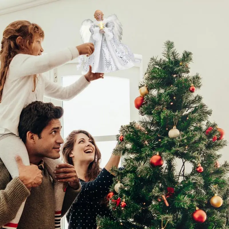 Christmas Angel Tree Topper Delicate White Angel Ornaments Christmas Tree Top Decor Festive New Year Party Decorative Supplies christmas tree decoration