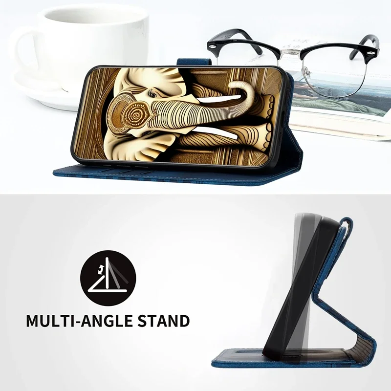 Elegant Leather Flip Stand Phone Cover in Solid Color