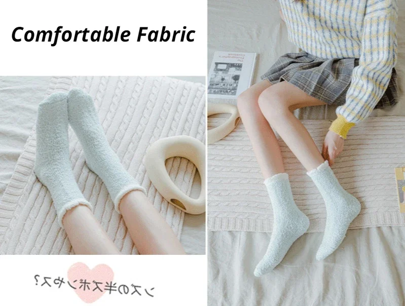 4 Paar warme Wintersocken für Damen – flauschig, dick, flauschig, weich, niedlich, für Zuhause, modische Schlafsocken für den täglichen Gebrauch – Detail 5