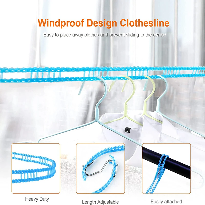 10m/8m/5m/3m Non-slip Windproof Hanger Outdoor Clothesline Travel Retractable Rope Washing Line Camping Drying Lines Home Gadget 4