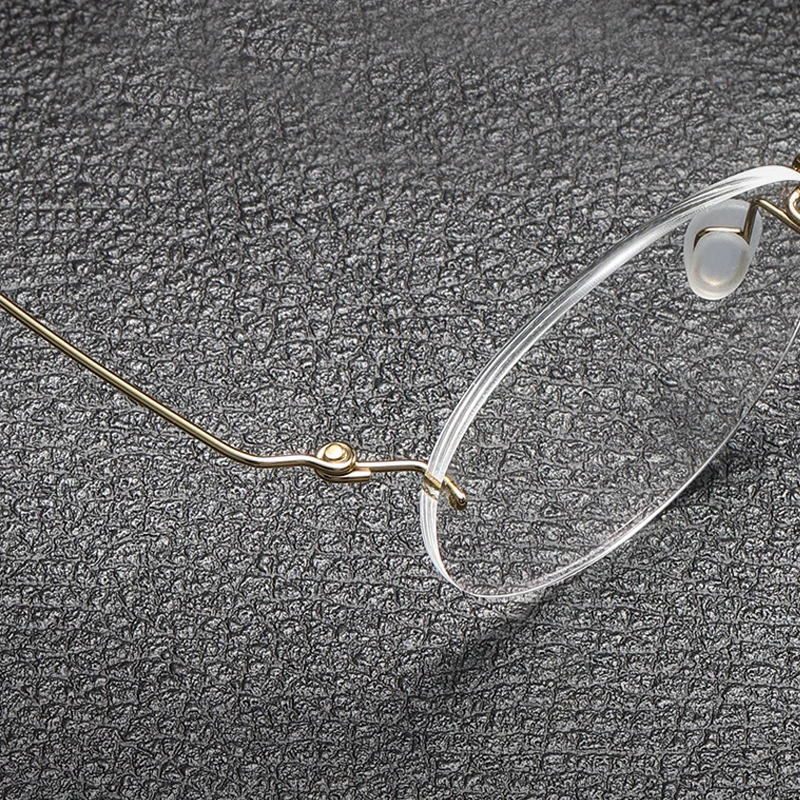 Vintage Titan legierung randlose Brille Rahmen Männer Runde verschreibung pflicht ige Myopie rahmenlose Brille Frauen Luxusmarke Brillen – Detail 4