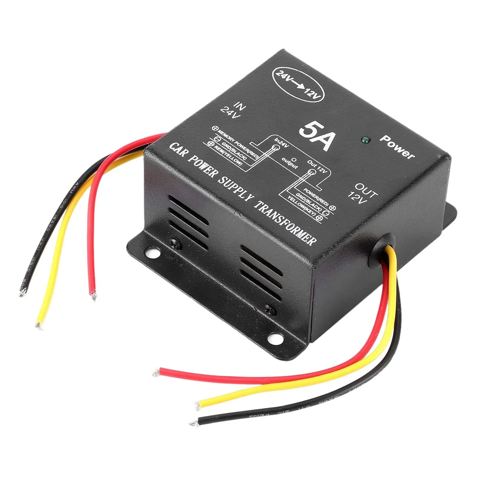 

Auto Parts Universal 5A Power Converter 24V to 12V Durable Power Converter Reliable for Truck RV Yacht