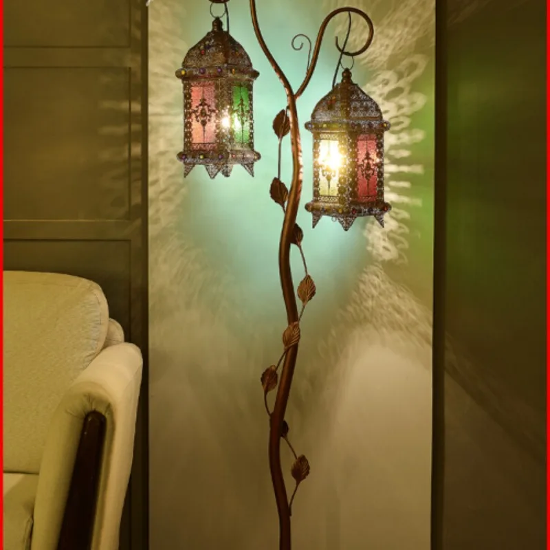 

Thai Southeast Asian Decorative Atmosphere Thai Living Room Iron Art Bedhead Floor Lamp Thai Style Spa Massage Shop Lighting