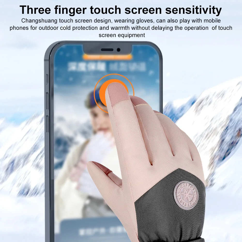 Winter Skiing Gloves for Women Men Cycling Fleece Waterproof Thick Snowflak Motorcycle Touch Screen Warm Windproof Snow Gloves 6