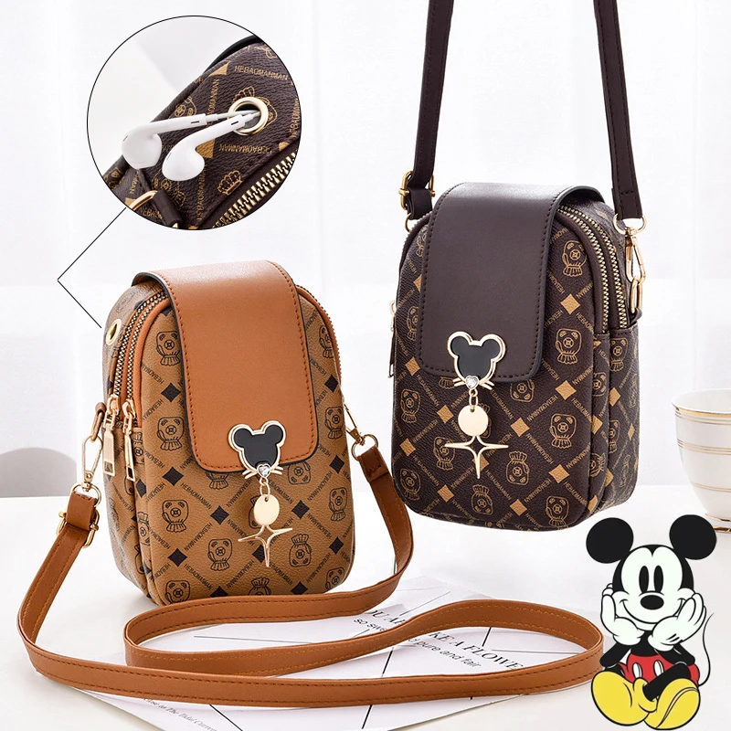 Disney Mickey Female Mini Two-piece Set Zero Purse Clamshell Small Square  Bag Single Shoulder Crossbody Bag Women's Bag