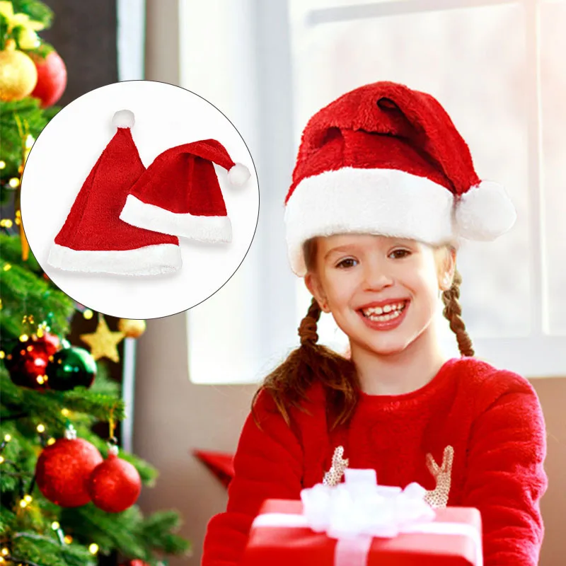 

Merry Christmas Plush Santa Claus Red Hat Children Adult Christmas Cap Christmas Decoration New Year Gift Navidad Noel