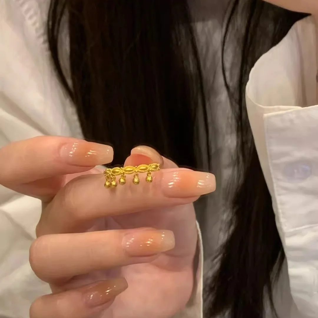 스테인레스 스틸 골드 컬러 비즈 여성을위한 술 손가락 반지 크기 조정 가능한 Anillos 한국어 스타일 쥬얼리 액세서리 선물