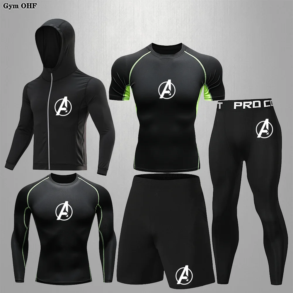 

5Pce/Set Kids' Sportswear Rashguard MMA Compression Sets Children Bjj Muay Thai Boxing Jerseys Gym Fitness Running Clothing