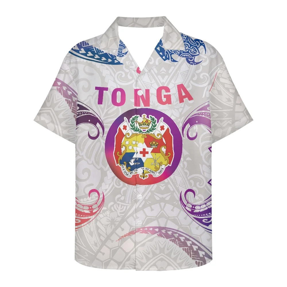 

Рубашка HYCOOL Tonga мужская с коротким рукавом, гавайская блузка свободного кроя, повседневная Гавайская, полинезийская, на пуговицах, лето