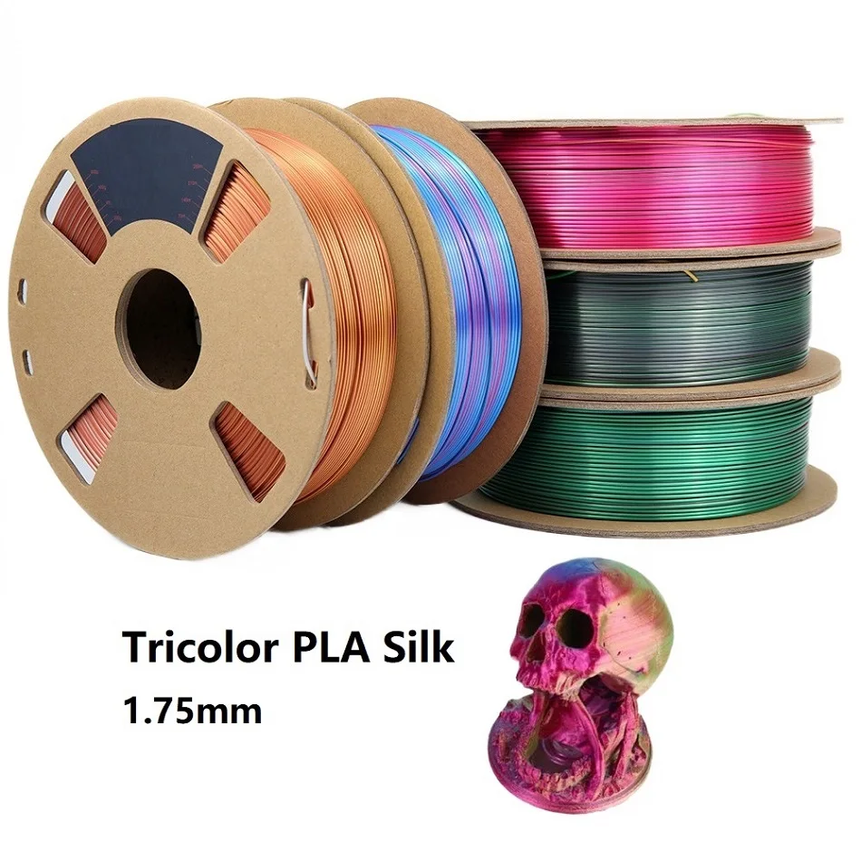 

3D Printer Tri-Color Filament PLA Silk Tricolor for 3D Printing Materials 1.75mm Sublimation Products 1KG 500g 250g Multicolor