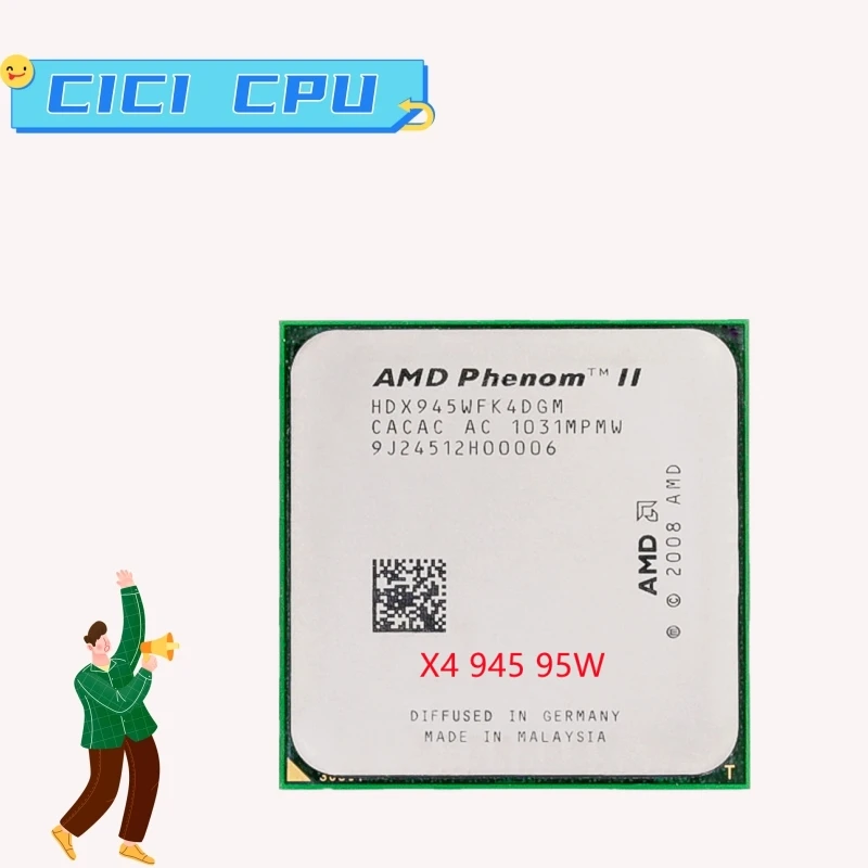 Amd Phenom Ii X4 945 X4-945 95W 3.0Ghz Processore Cpu Quad-Core Presa Muslimah/Muslimah Am3