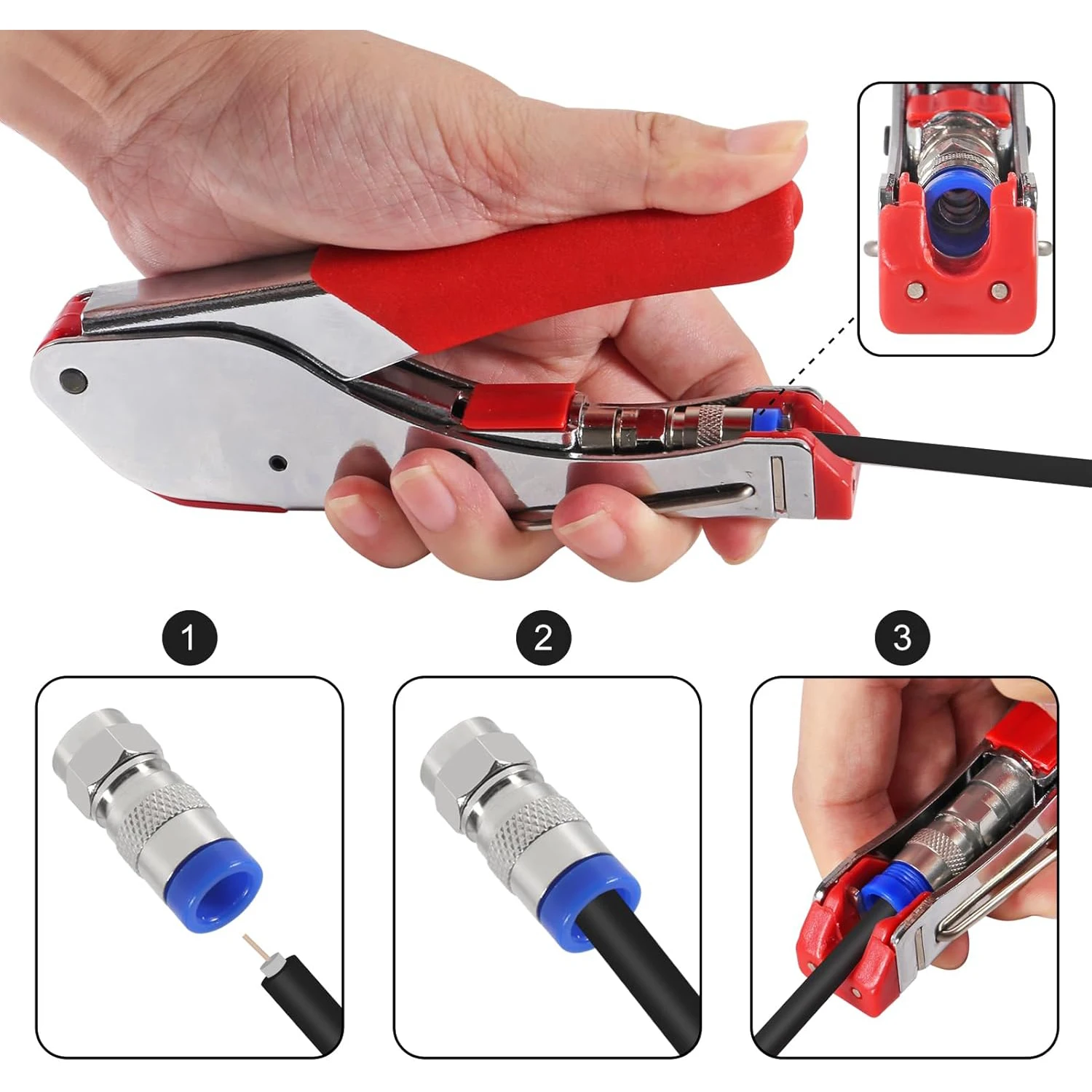 أداة تجعيد الكابلات المحترفة، طقم أدوات RG6 RG59،...