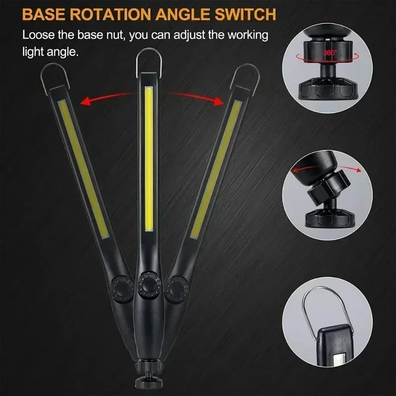 LED Flashlight 1/2/4PC LED Flashlight Magnetic Work Light USB Rechargeable Torch Hook Portable Lantern Inspection Light Camping Car Repair Lamp