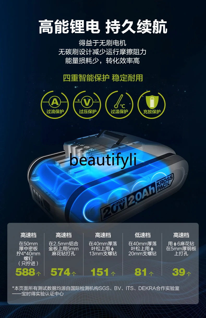 Brushless lithium battery electric drill WU182 rechargeable hand drill electric pistol power tool
