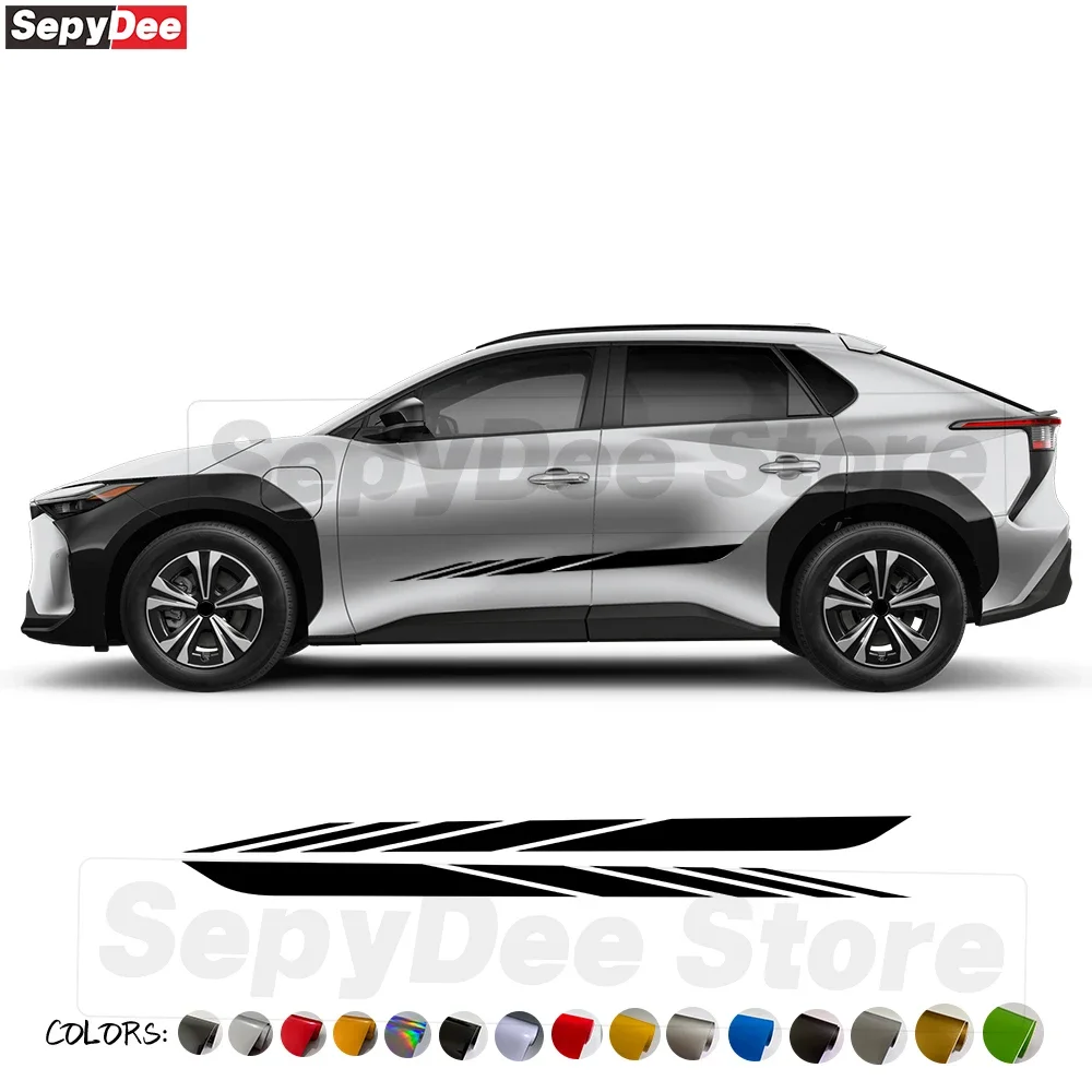 

2Pcs For Toyota Bz4x Car Door Side Stickers EV Auto Body Decor DIY Stripe Graphics Vinyl Film Decals Car Tuning Accessories