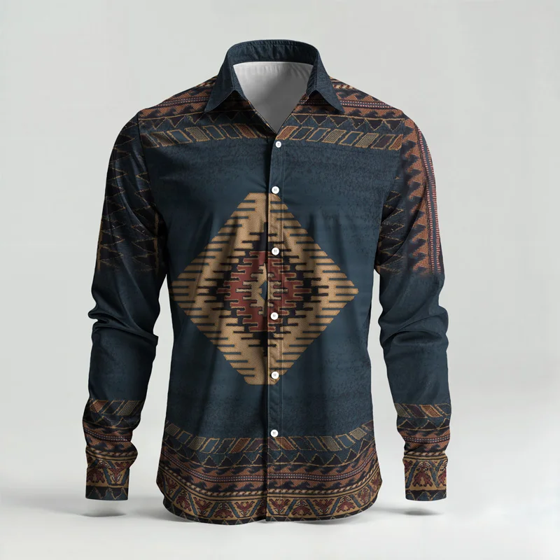 2025 Spring/Summer Fashion Men's Set Printed Simple Long Sleeve Suit Slim Fit Breathable Cotton Blended Casual Wear Resistant Fa_voghion.com