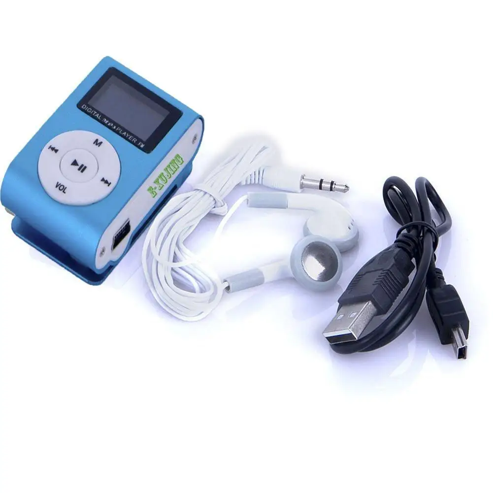 Mini Cube Clip-type Mp3 Player Display Rechargeable Portable Walkman Sport Mp3 Music Speaker with Earphone Usb Cable