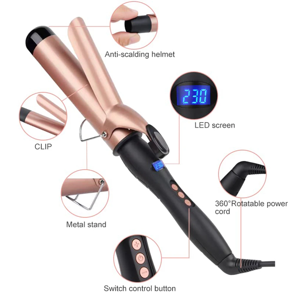 Curling Iron Professional Hair Curler Rechargeable Ceramic Styling Tools Negative Ion Hair Care Roller Curling Wand 38MM