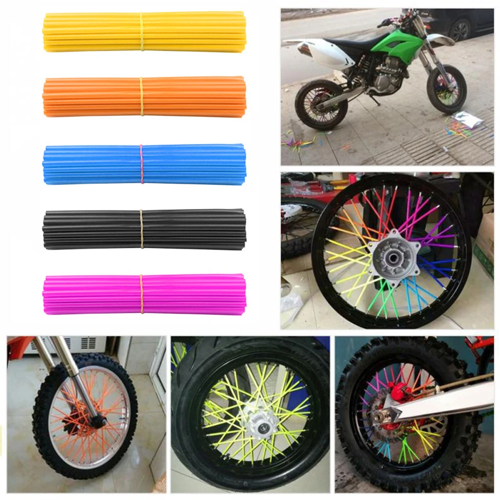 thumbnail image 4 of 36 piezas de protectores de radios para ruedas de motocicleta, cubiertas de piel para llantas, cubiertas para tubos para motocross, accesorios geniales para bicicletas, 12 colores, 4 of 5