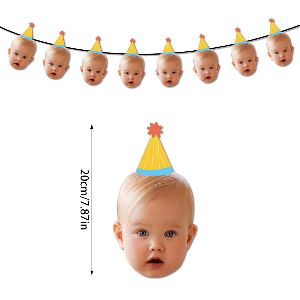 Maßgeschneidertes Foto-Banner für kleine Geburtstagshut, geeignet für die Dekoration zum 1. Geburtstag und die erste Meilenstein-Geburtstagsfeier – Detail 5